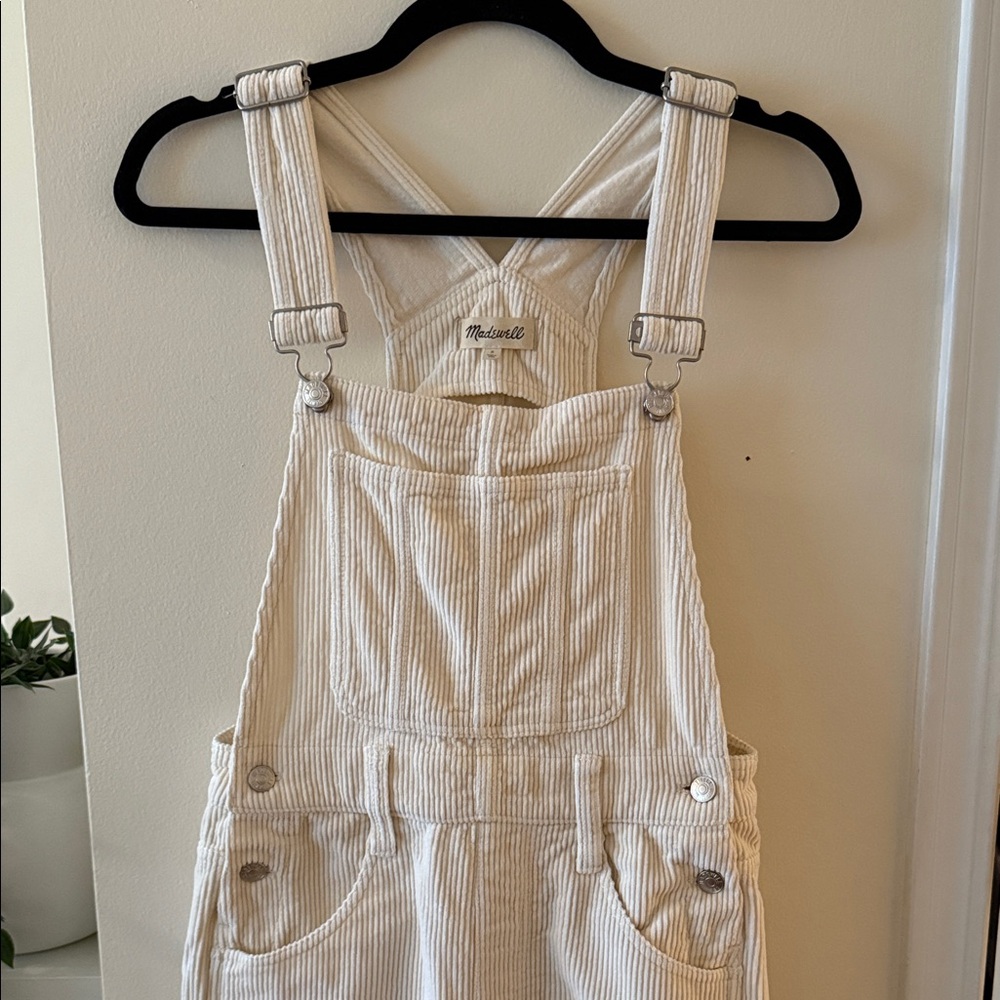 Madewell Ivory Corduroy Overalls